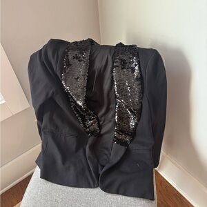 Adrianna Papell Black Sequin Blazer size Medium